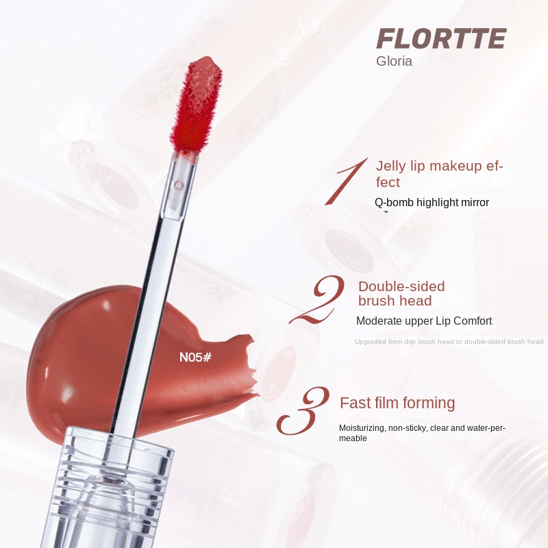 FLORTTE Son Môi  / Shuiguang Hiệu Ứng Gương Nhiều Màu Sắc Thời Trang