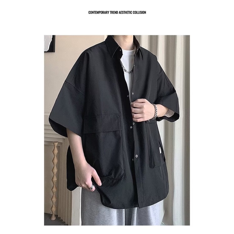 Áo Sơ Mi Tay Ngắn Dáng Rộng Thời Trang Cá Tính Cho Nam