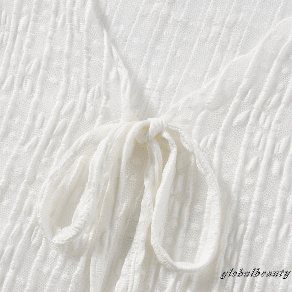 Áo Croptop Tay Dài Cổ Chữ V Họa Tiết Hoa Thời Trang Xuân Hè Cho Nữ