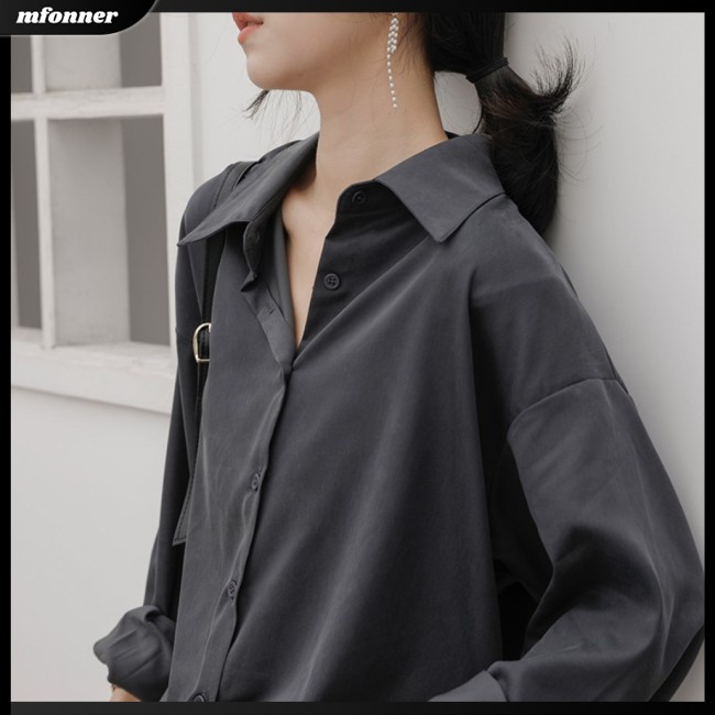 Áo Cardigan Tay Dài Dáng Rộng Màu Sắc Đơn Giản Thanh Lịch Cho Nữ