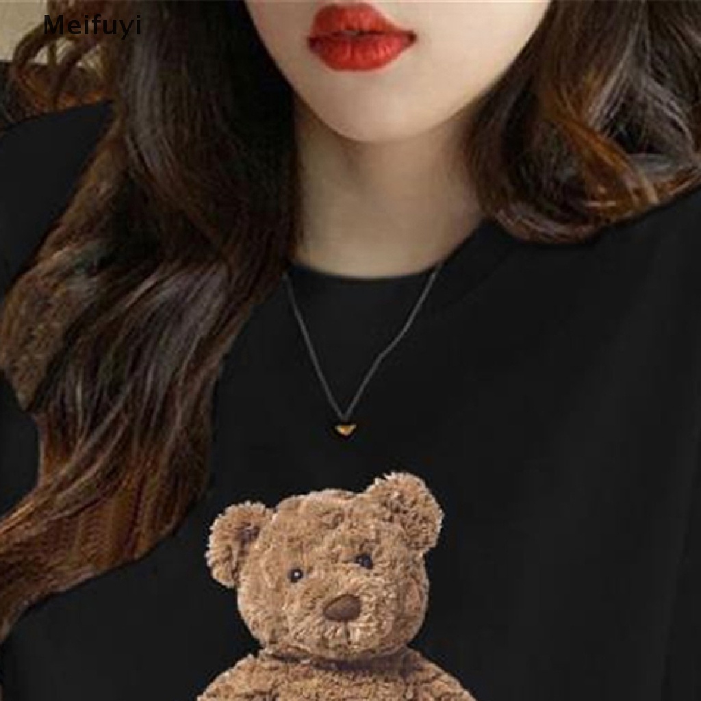 Áo Thun Tay Ngắn Cổ Tròn In Hình Gấu Hoạt Hình Thời Trang Mùa Hè Cho Nữ