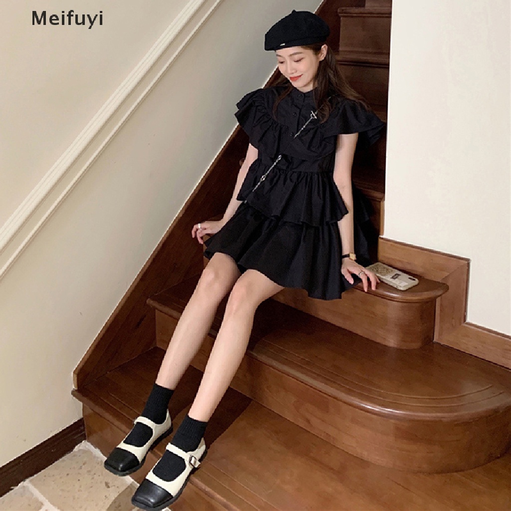 Đầm Tay Ngắn Cổ Tròn Nhiều Lớp Màu Sắc Thời Trang Mùa Hè Xinh Xắn Cho Nữ