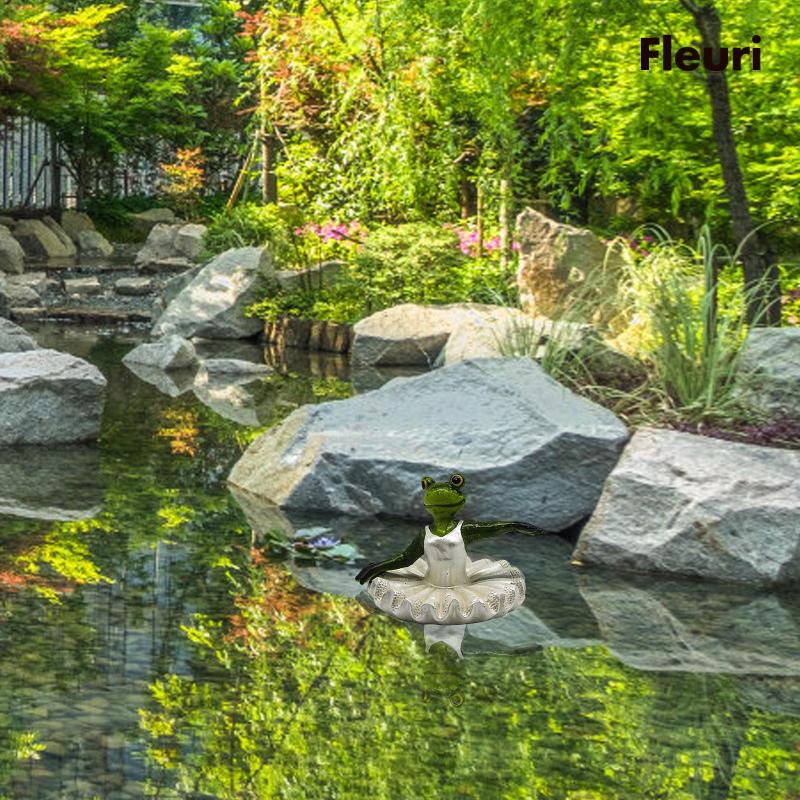 Ếch Nổi Trên Mặt Nước Bằng Nhựa Resin Dễ Thương Dùng Trang Trí Vườn