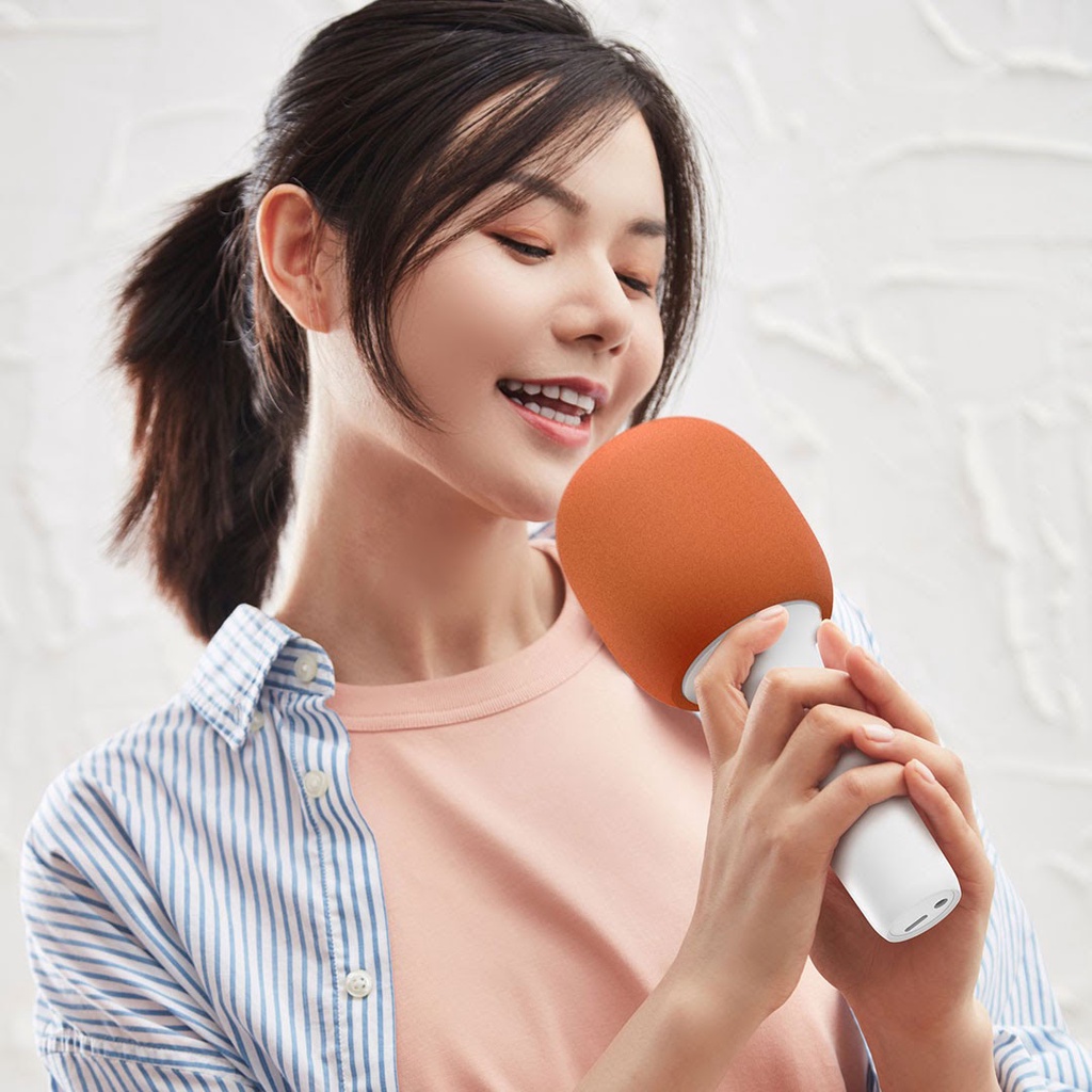 Micro karaoke không dây kèm loa Bluetooth màu cam Xiaomi Yuemi YMI Lite YMMKF007 8 hiệu ứng âm thanh Pin lên đến 4 giờ