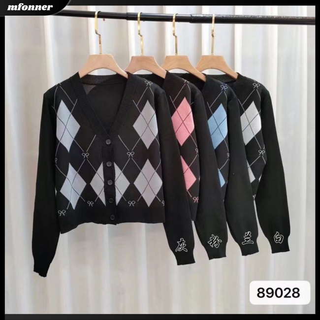 Mv Set Áo Khoác Cardigan Dệt Kim + Chân Váy Ôm / Áo Hai Dây Họa Tiết Hình Học Phong Cách Retro Thời Trang Thường Ngày Dành Cho Bạn Nữ