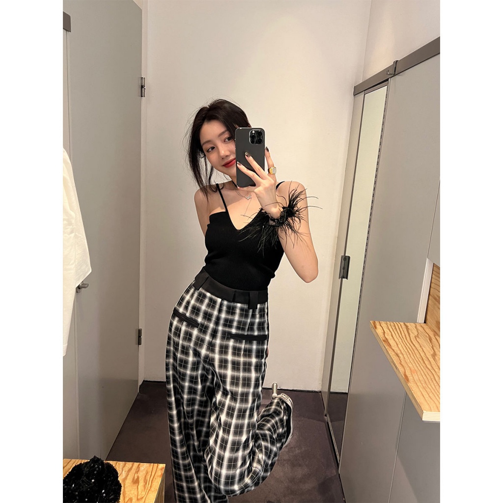 [F &amp; X] Áo Hai Dây Mỏng Cổ Chữ V Thiết Kế Độc Đáo Có Đệm Ngực Thời Trang Mùa Hè Quyến Rũ Cho Nữ