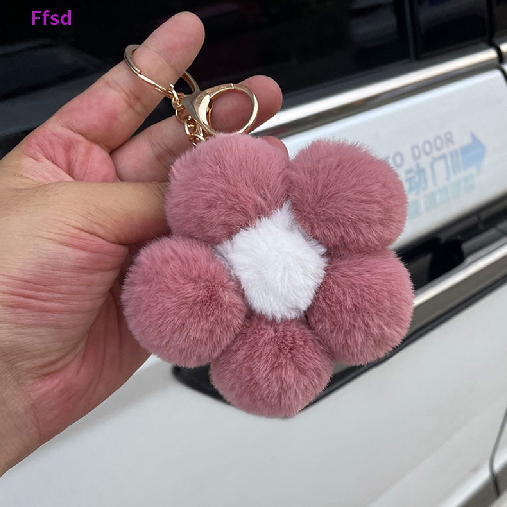 {Ffsd} Móc Khóa Gắn Bóng Lông Giả Hình Hoa Hướng Dương Đáng Yêu Có Móc Khóa * Bán Chạy