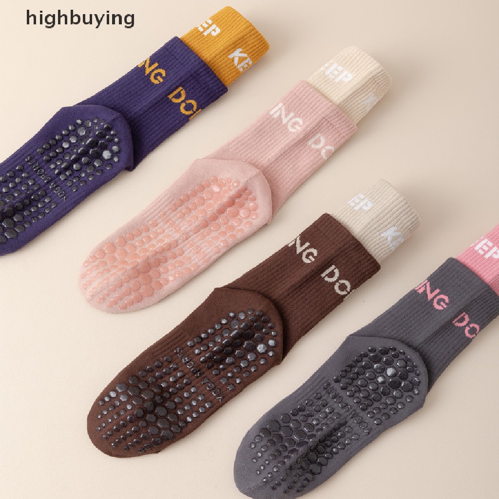 Hbvn Belle Vớ Cổ Trung Đôi Bằng Silicone Chống Trượt Tập Yoga / Nhảy Múa / Pilates Màu Tương Phản Cho Nữ