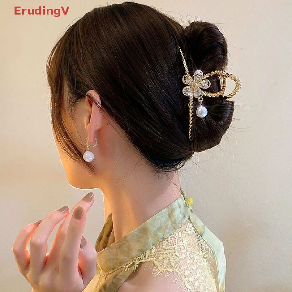 Kẹp Tóc Hình Cá Mập Đính Đá / Ngọc Trai Bằng Kim Loại Cho Nữ