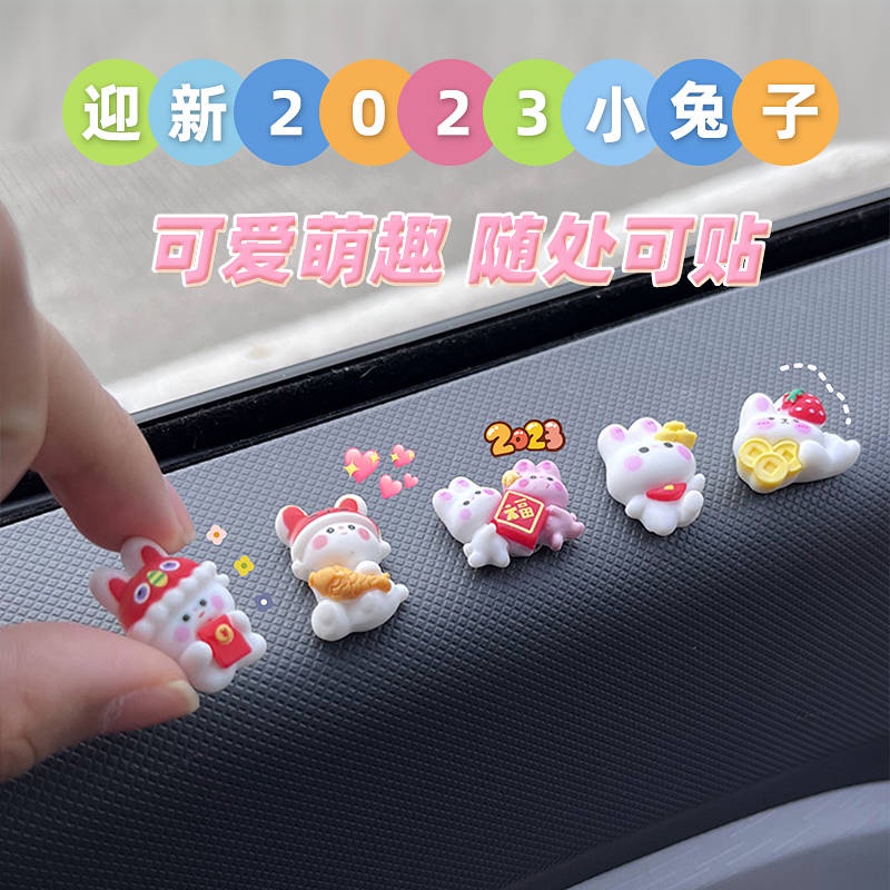 Car Interior Decoration Ornament Automobile Hanging Ornament Dashboard Display Screen Auspicious Rabbit Car Accessories Small Animal Doll 1sFb