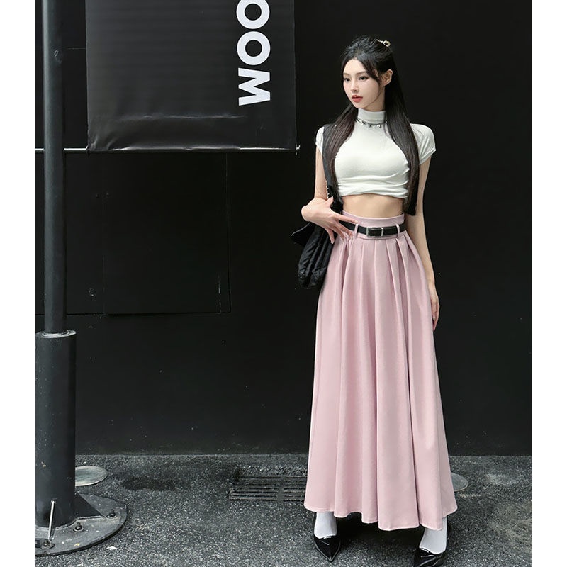 Bán Chạy✨Bộ Áo Lửng Dáng Ôm Phối Chân Váy Dài Lưng Cao Thời Trang Mùa Hè Hàng Mới Dành Cho Bạn Nữ