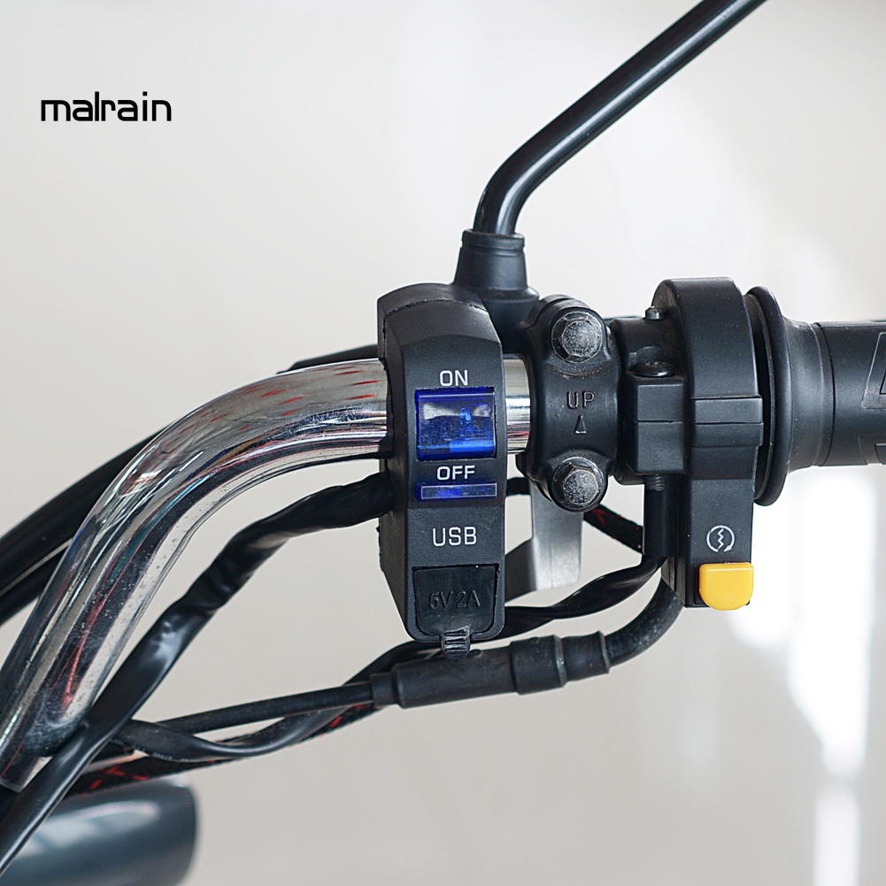 Công Tắc Đèn Pha Xe Máy 12V Có Đèn Báo Hiệu Một Cổng Sạc Màu Trong Suốt