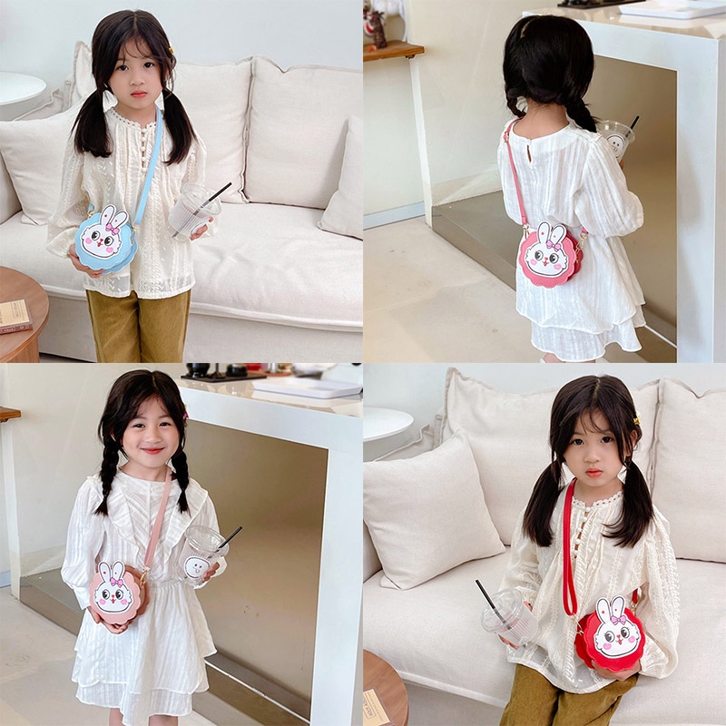 Khung Thành Cho Bé Chất Lượng Cao❤Túi Xách Đeo Vai Họa Tiết Thỏ Dễ Thương Thời Trang Mùa Hè Cho Bé Gái