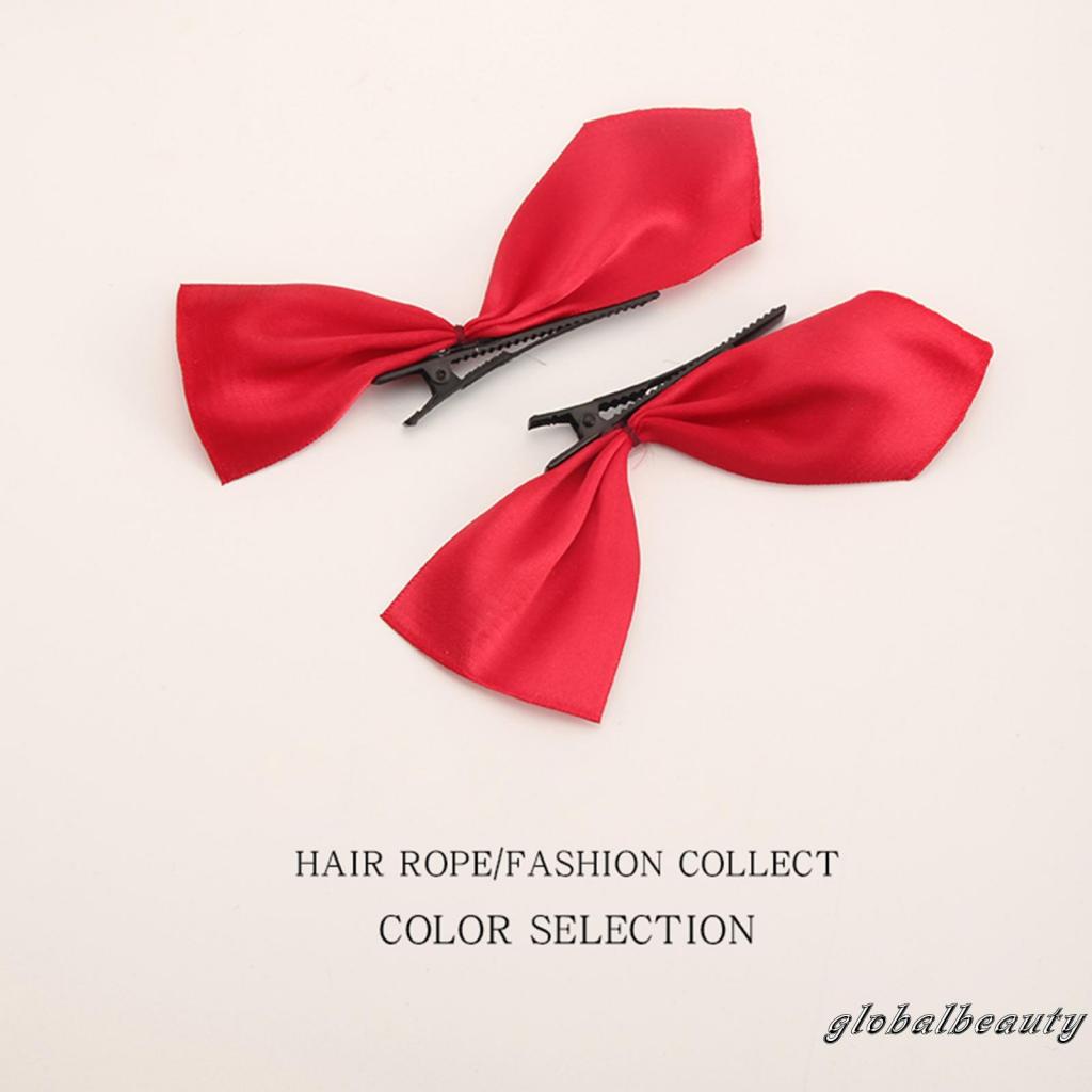 Kẹp Tóc Hình Nơ Nhỏ Màu Trơn Chống Trượt Phong Cách Cổ Điển Cho Nữ