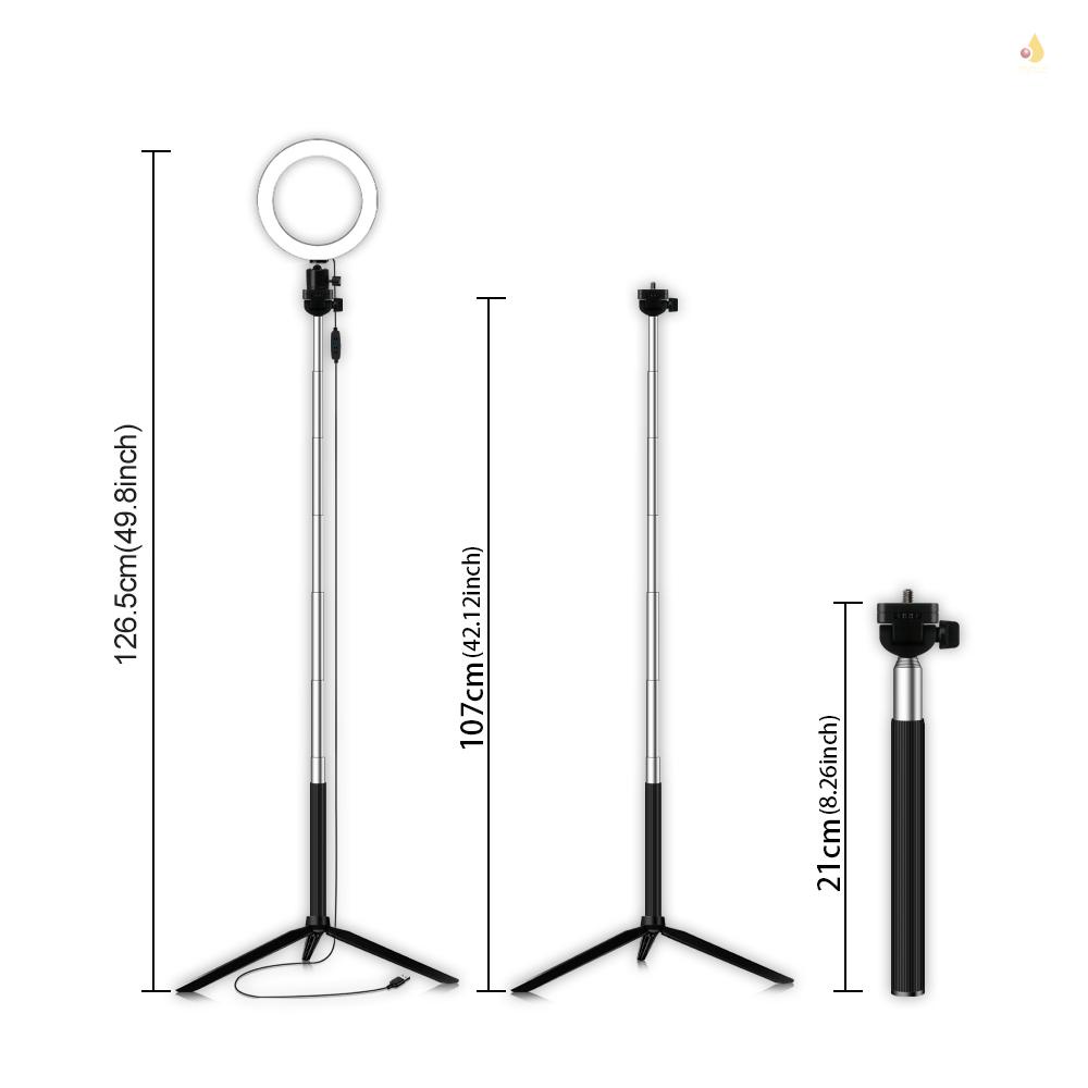 Bộ Vòng Đèn Led 14.5cm 3200K-5600K Hai Màu 5W Kèm Gậy Tự Sướng Điều Khiển Từ Xa Cho Điện Thoại