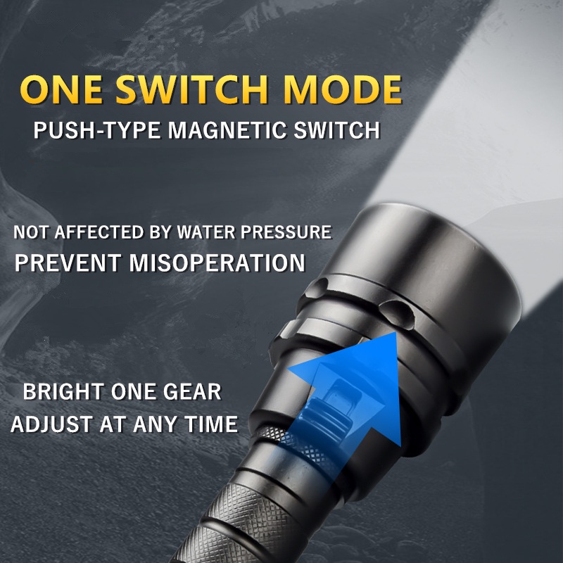 Đèn Pin Lặn Biển 5 Bóng Led 100m 15000Lm 1LED 1LED L2 IPX8 Chống Nước Chuyên Dụng