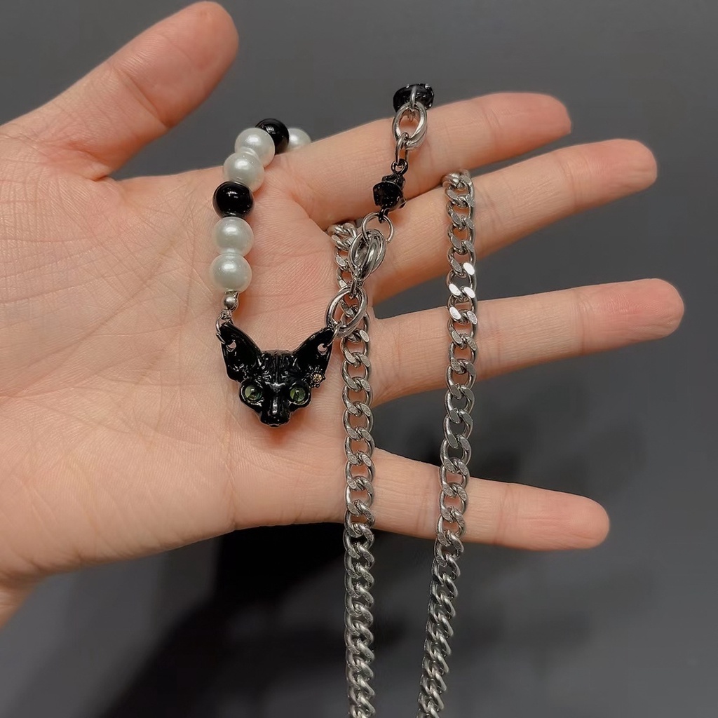 Vòng cổ Ngọc Trai Hình Mèo Phong Cách Hàn Quốc Thời Trang Cho Nữ