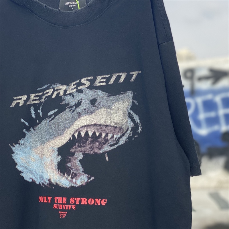 R-epresent- Áo Thun Tay Ngắn In Hình Cá Mập Màu Trắng Thời Trang Đường Phố Mới Nhất Thời Trang Xu Hướng Cao Cấp Giới Hạn Cho Nam Và Nữ Hzssghdfcvn
