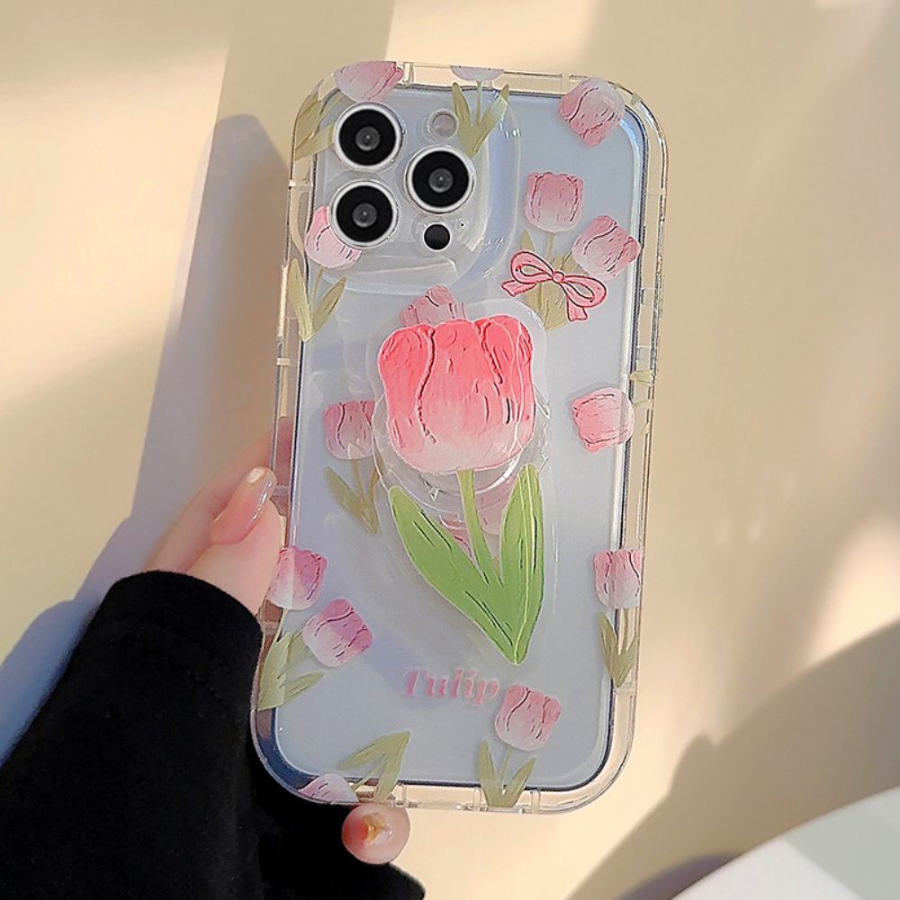 Ốp Điện Thoại TPU Mềm Chống Sốc Hình Hoa Tulip Cho IPhone 11 12 13 14 Pro Max