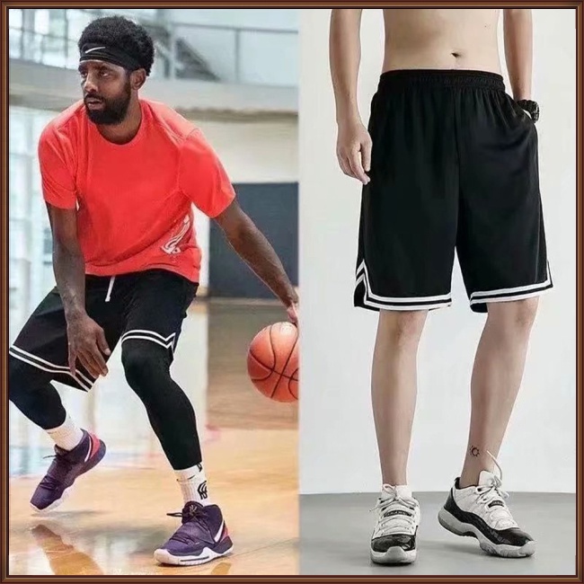 Quần Short Thể Thao Lưng Thun Ống Rộng Phối Sọc Tương Phản Thời Trang Mùa Hè Cho Nam
