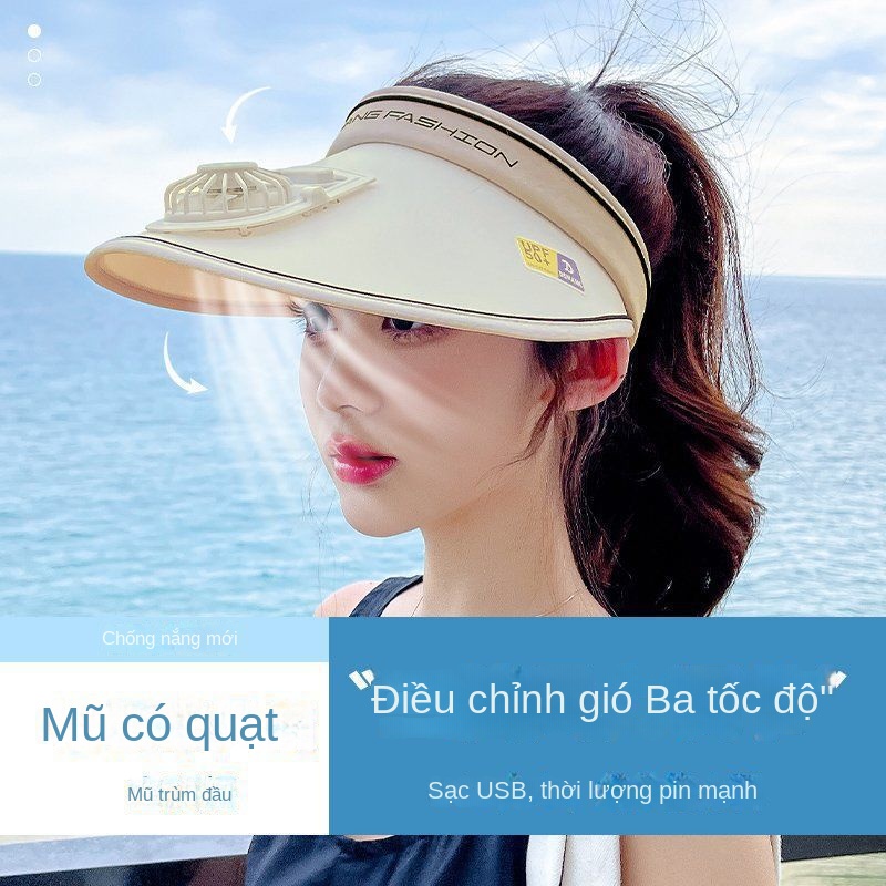 Mũ Chống Nắng Rộng Vành Có Quạt Sạc Usb Tiện Lợi Dành Cho Nữ