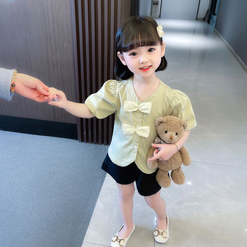 Set Đồ Mùa Hè 2 Món Gồm Áo Tay Cộc + Quần Ngắn Hợp Thời Trang Cho Bé Gái Từ 2 Đến 3-4 - 5-6 - 7-8 Tuổi