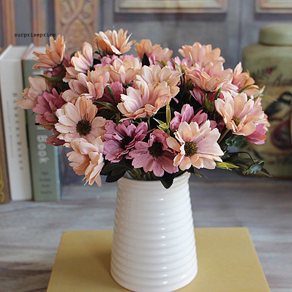 1 Bó / 10 Đầu / 5 Nhánh Hoa Cúc Nhân Tạo Trang Trí Nội Thất