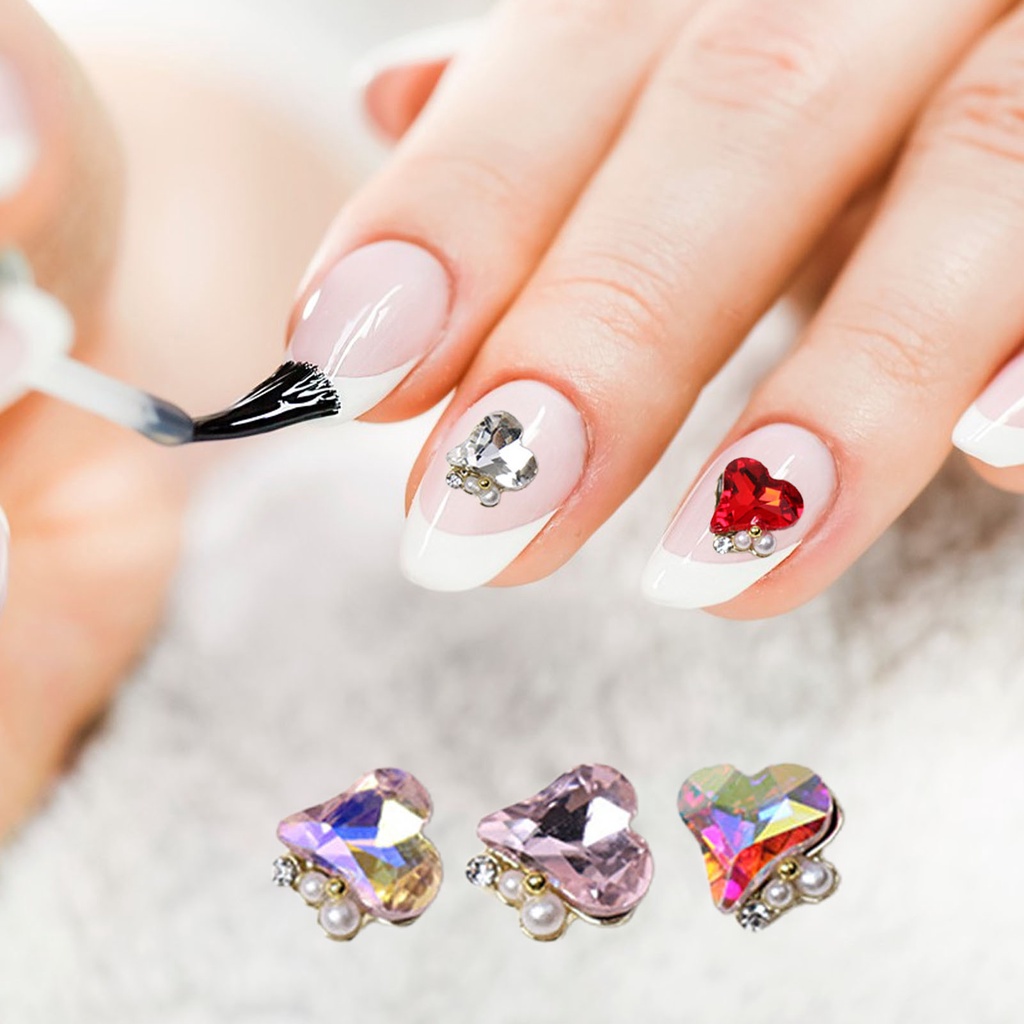 Bộ 10 Hạt Ngọc Trai Giả Hình Trái Tim Ba Chiều Dùng Trang Trí Móng Tay Nghệ Thuật