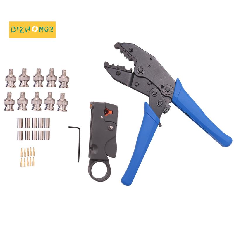 1 Bộ Dụng Cụ Uốn Dây Cáp Đồng Trục Rf / Bnc Cho Đầu Nối Rg58 / Rg59 / Rg6 Kèm 10 Đầu Nối Bnc
