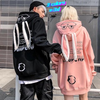 Áo Hoodie Tai Thỏ Dáng Rộng Phong Cách Hip Hop Thời Trang Thu Đông Dành Cho Nam Và Nữ