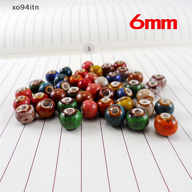 Set 50 Hạt Gốm Tráng Men Hình Hoa 6mm Làm Trang Sức DIY