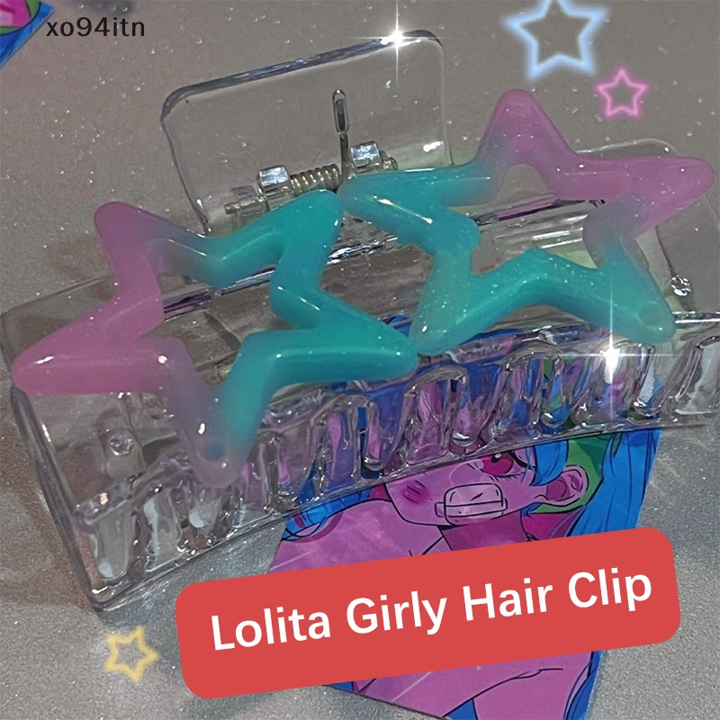 Kẹp Tóc Hình Ngôi Sao Năm Cánh Nhiều Màu Sắc Phong Cách Lolita Dễ Thương tn Y2k