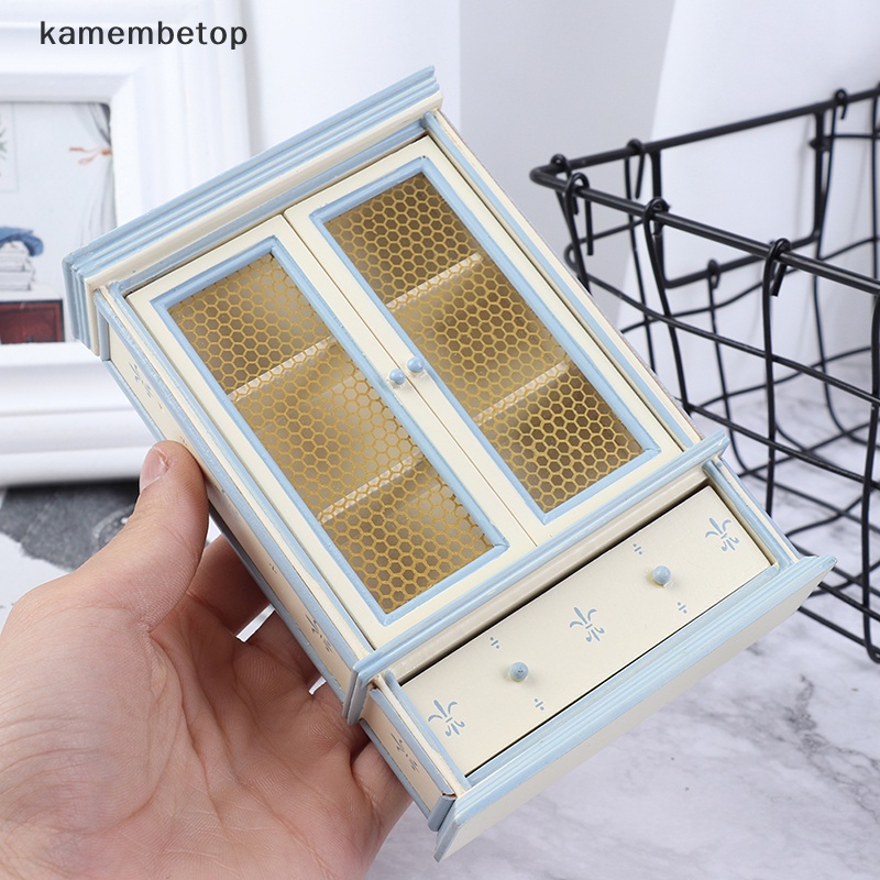 Mô Hình Tủ Chén Màu Trắng Trang Trí Nhà Búp Bê Tỉ Lệ 1: 12