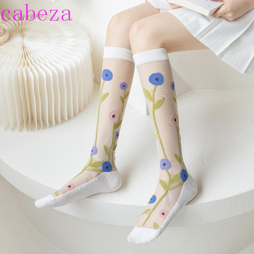 Vớ Nylon Dài Thoáng Khí Thấm Hút Mồ Hôi Không Móc In Hoa Ngọt Ngào Cho Nữ