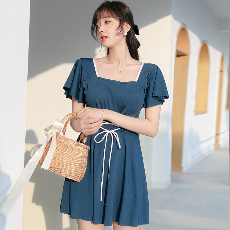 Bộ Đồ Bơi Một Mảnh Ôm Dáng Màu Trơn Cỡ Lớn Thời Trang Cho Nữ