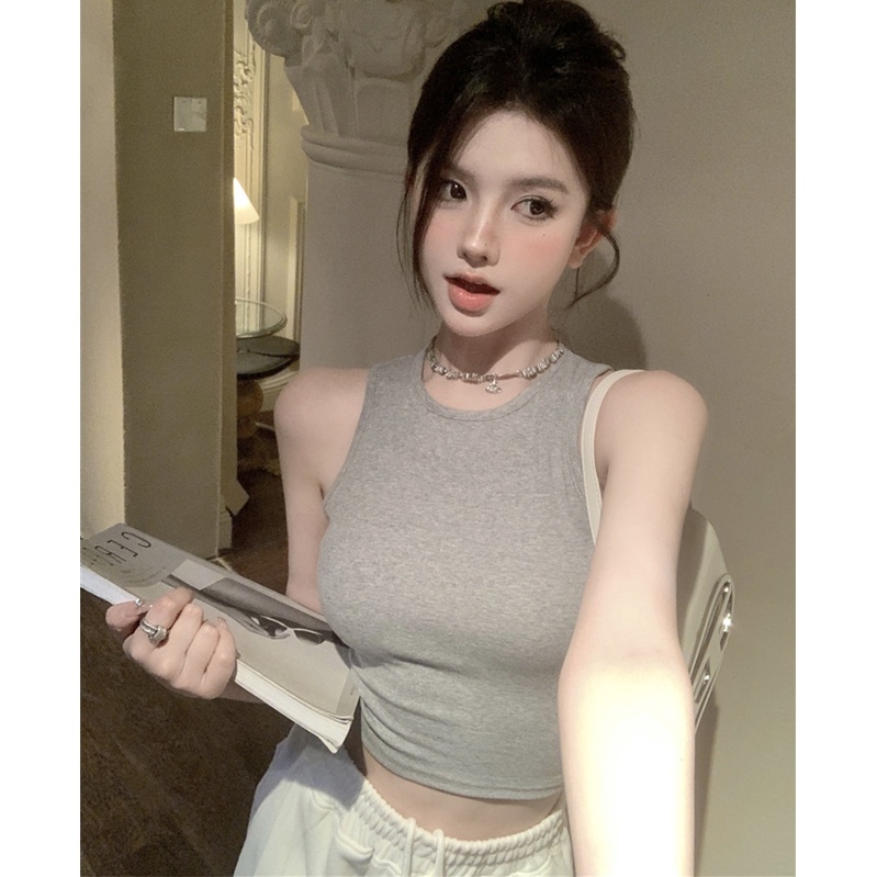 Áo Sát Nách Cổ Tròn Hở Lưng Phong Cách Quyến Rũ