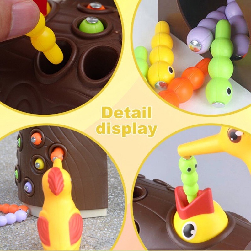 Đồ chơi trẻ em chim gõ kiến bằng gỗ từ tính bắt giun trò chơi động vật đồ chơi cho bé câu cá côn trùng quà tặng đồ chơi sinh nhật