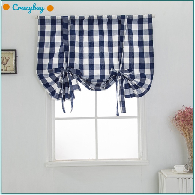 Cr 1 Rèm Cửa Vải Lanh Cotton Họa Tiết Kẻ Sọc Phong Cách Roman Có Thể Điều Chỉnh Tiện Dụng