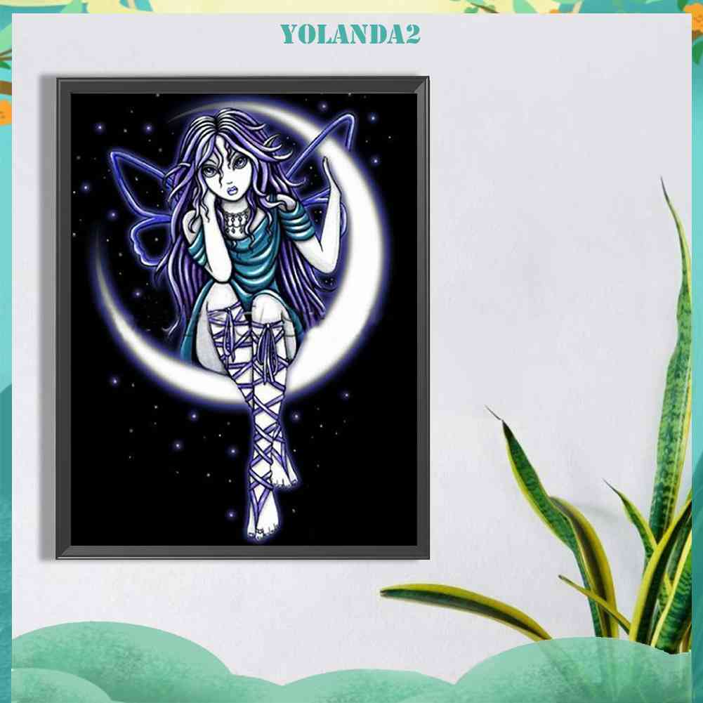 Bộ Tranh Đính Đá 5D Họa Tiết Mặt Trăng Độc Đáo DIY Dùng Trang Trí Nhà Cửa