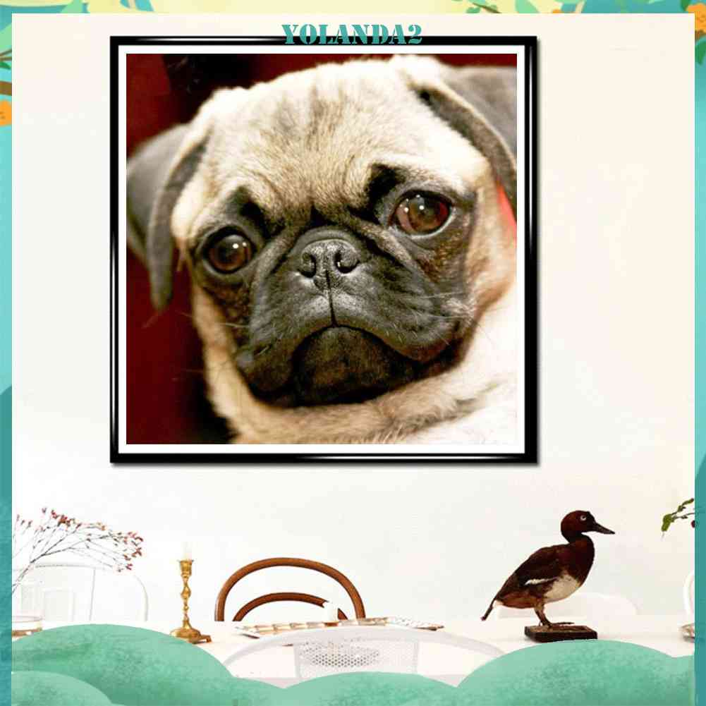 Tranh Đính Đá Kim Cương Toàn Bộ 5D DIY Hình Vẽ Chó Trang Trí Nhà Cửa