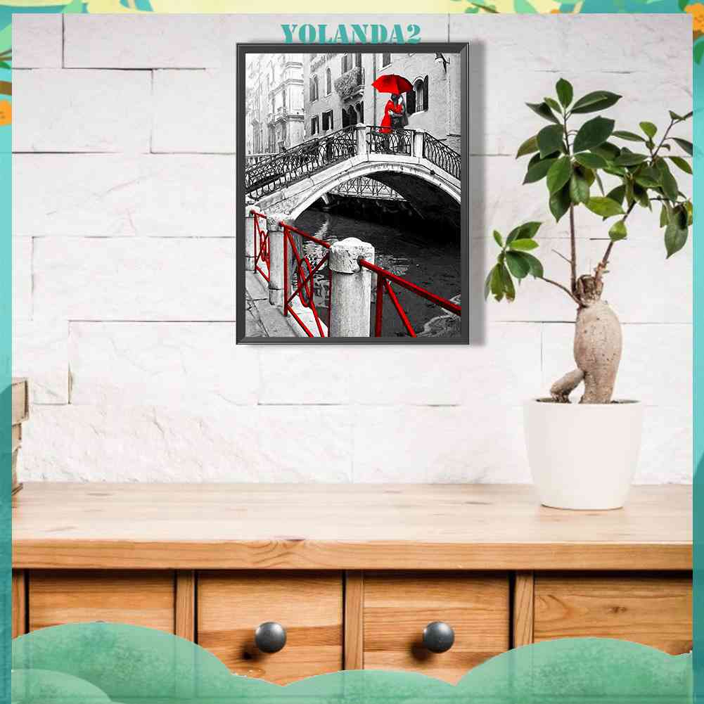 Tranh Đính Đá Kim Cương Toàn Bộ 5D DIY Hình Cây Cầu Tình Nhân Trang Trí Nhà Cửa