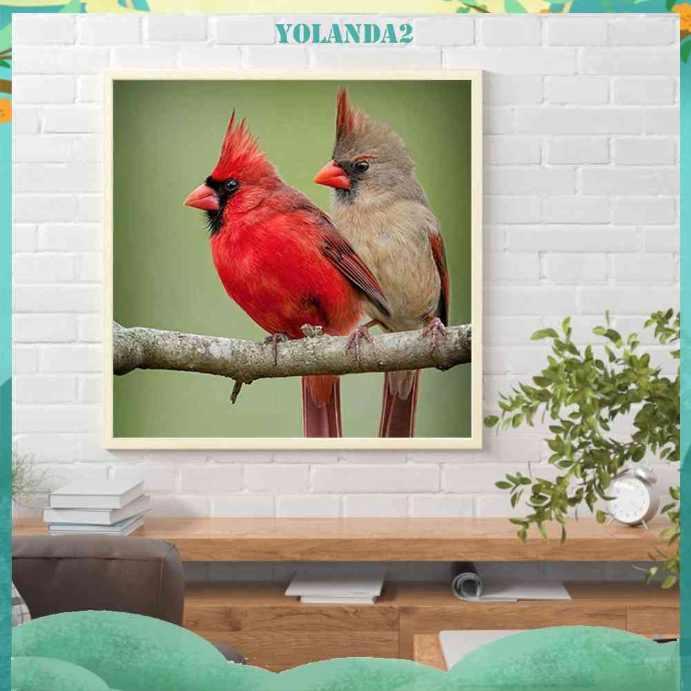 Tranh Đính Đá Kim Cương Toàn Bộ Họa Tiết Chim Và Cây Dùng Trang Trí DIY