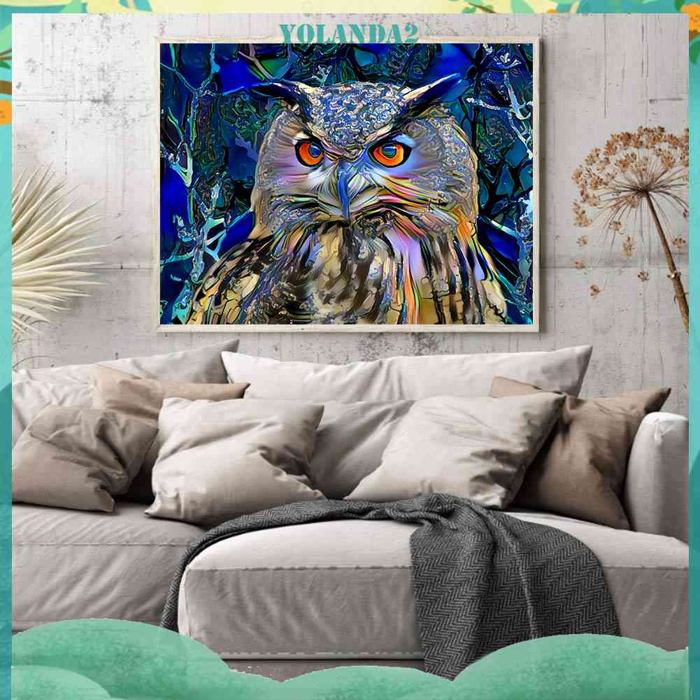 Bộ Tranh Đính Đá 5D Toàn Diện Họa Tiết Chim Cú Độc Đáo DIY Dùng Trang Trí Nhà Cửa