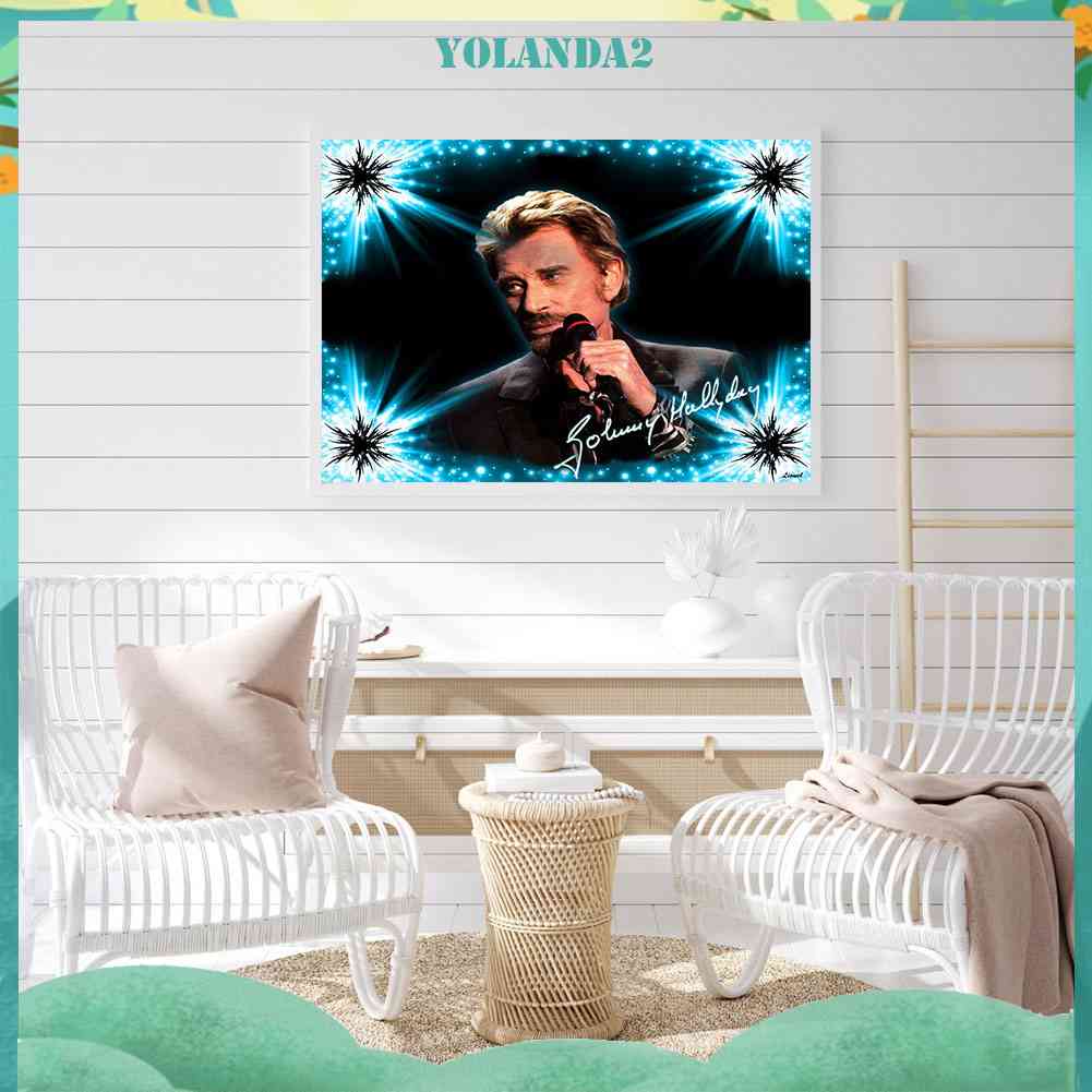 Tranh Đính Đá Kim Cương Toàn Bộ 5D DIY Hình Johnny Halliday