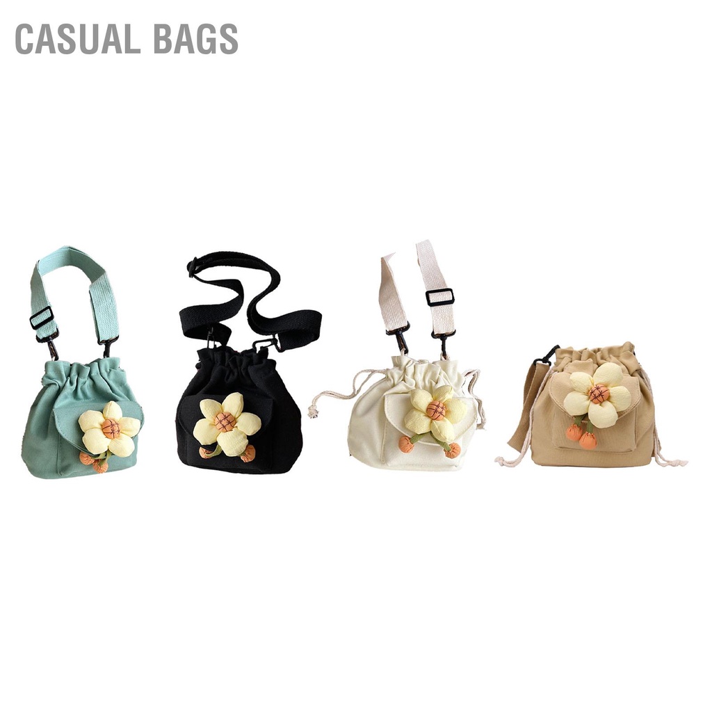 Có hàng sẵn Casual Bags Túi xô xách tay Dây đeo dài bằng vải Canvas Ví vai đơn rút cho Du lịch dự tiệc