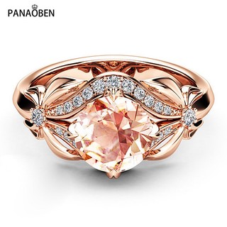 ♥ nhẫn màu vàng hồng đính đá zircon hình nơ thời trang cho nữ