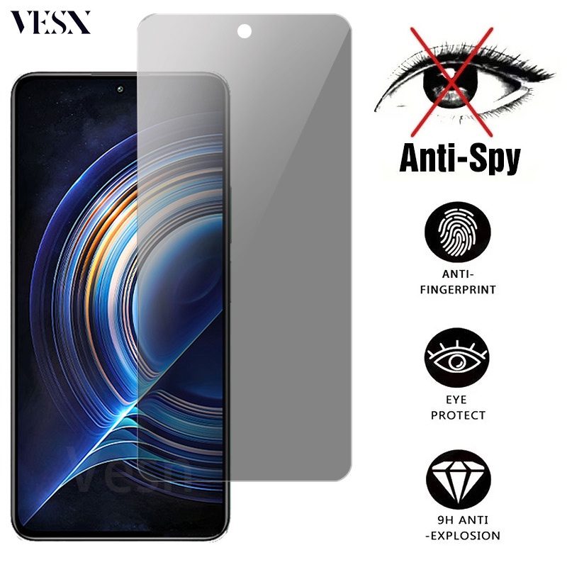 Kính cường lực chống nhìn trộm chống vân tay cho Redmi A1 A2 K60 K60E K50 K40 Gaming K30 K20 Pro Plus A2+ Pro+ 5G 4G 2023