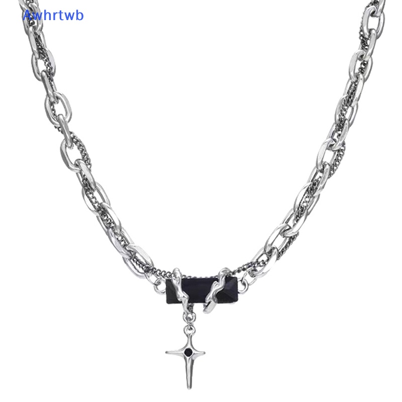 Vòng Cổ Choker Bằng Thép Titan Mặt Thánh Giá Đính Đá Zircon Đen Thời Trang Cho Nam Và Nữ Mới