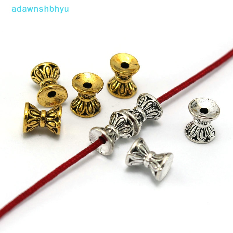 Set 10 Hạt Xâu Chuỗi Hai Mặt Hình Hoa Sen 6x5.5mm Phong Cách Vintage Làm Trang Sức DIY