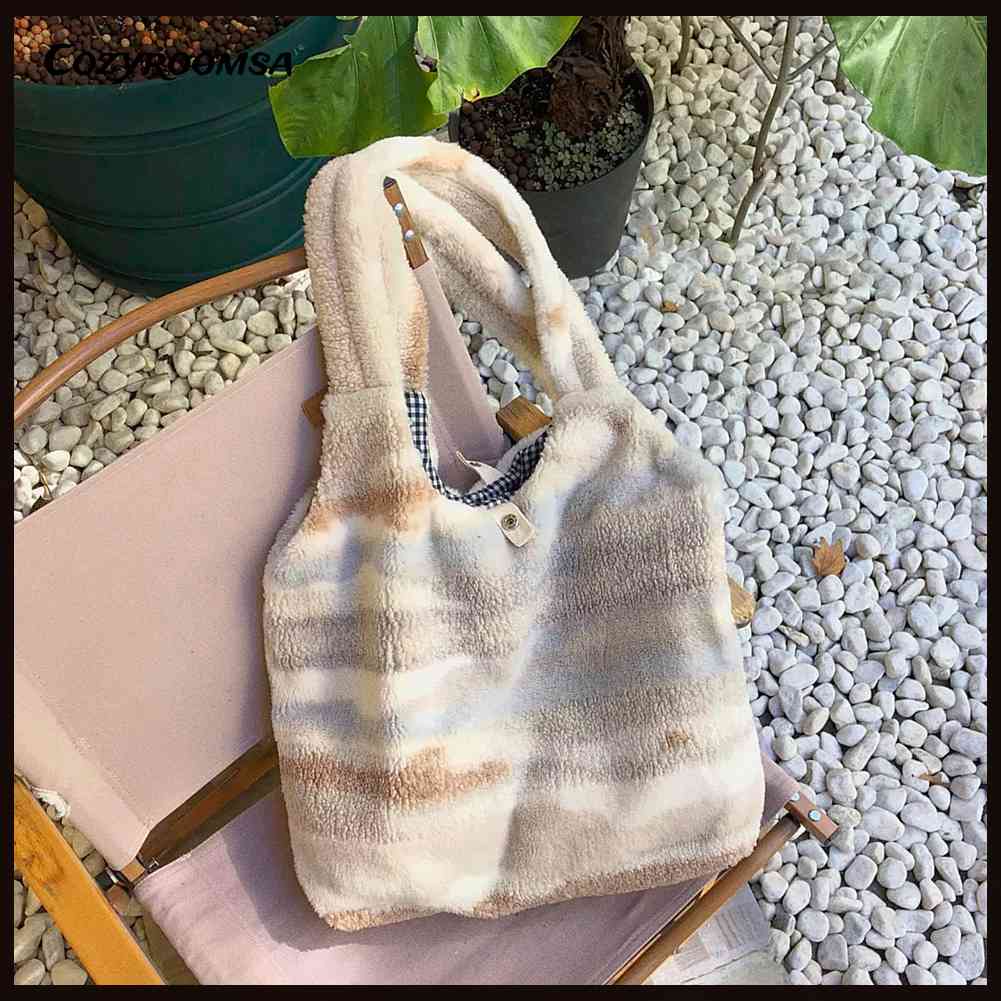 Túi Tote Đeo Vai Bằng Vải Bông Họa Tiết Mực In Kích Thước Lớn Cho Nữ